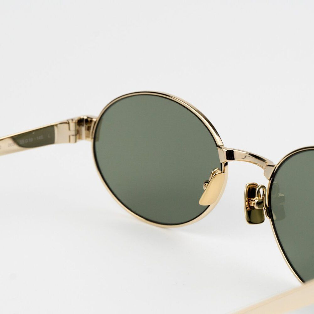 NEW Saint Laurent SL692 003 Gold Green Oval Men Sunglasses - Picture 11 of 15